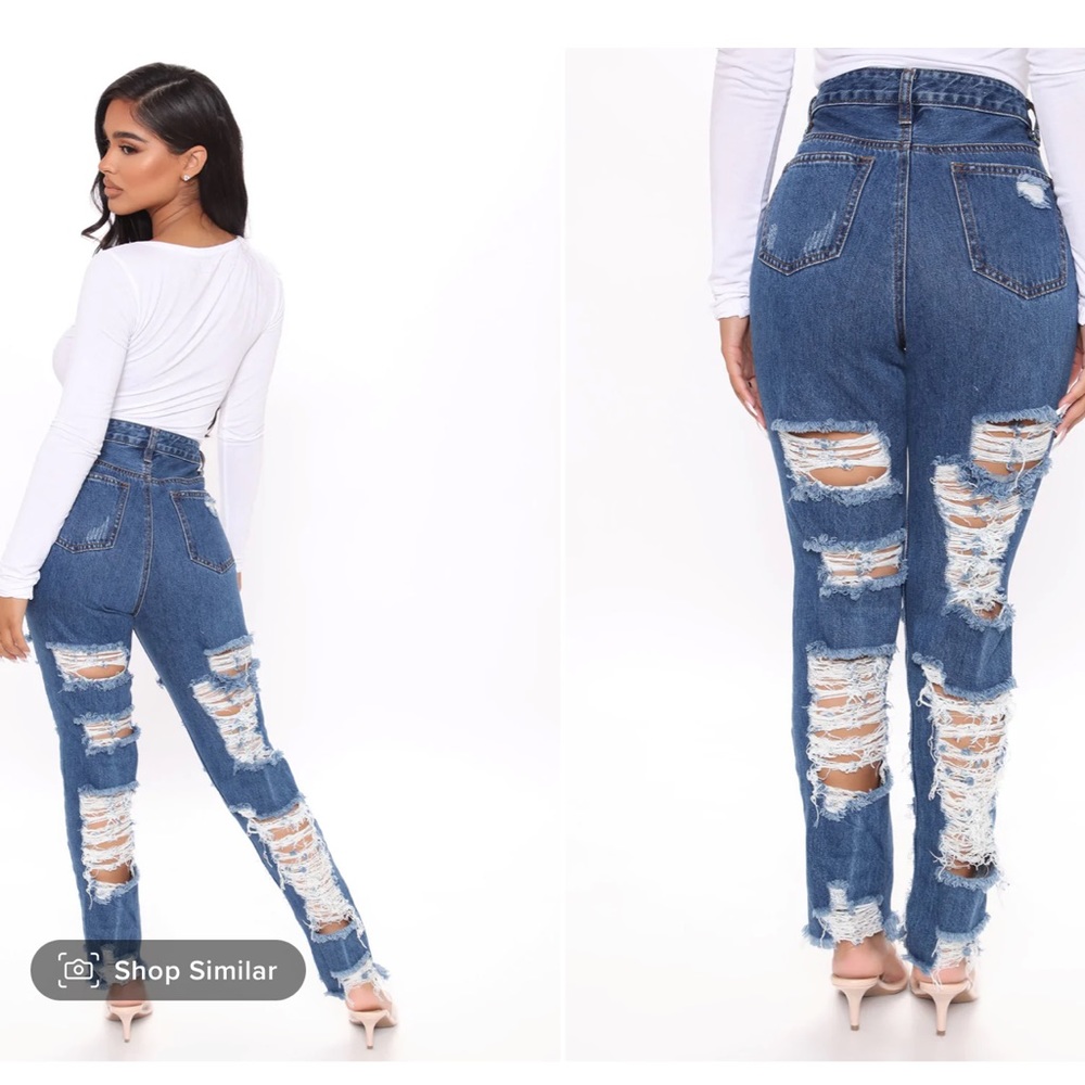 “Won’t Shred a Tear” Distressed Boyfriend Jeans🔥